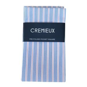 DANIEL CREMIEUX PRE-FOLDED POCKET SQUARES BLUE RED STRIPES